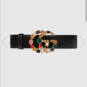 Gucci Leather belt with crystal Double G buckle